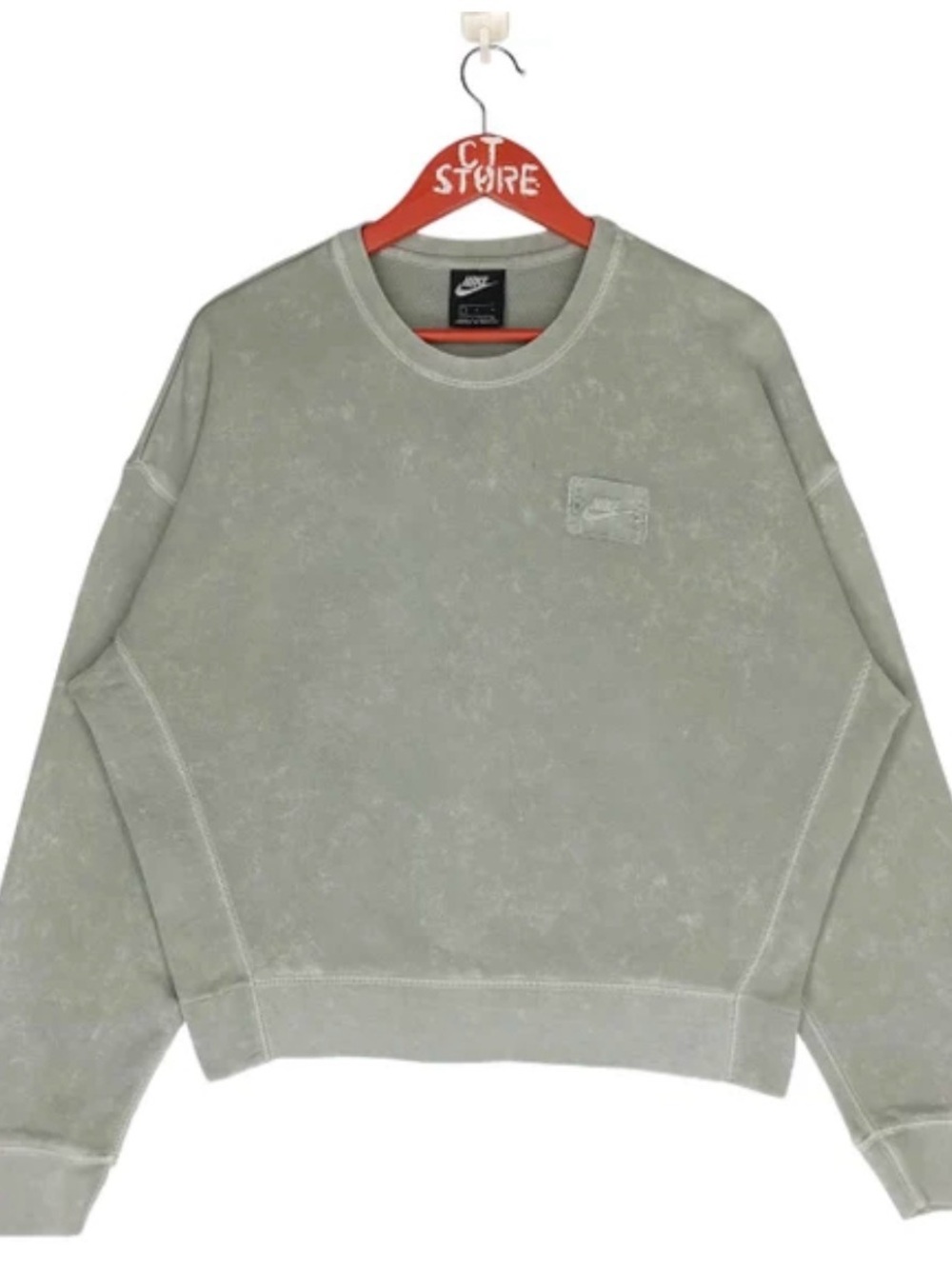 Women’s Crewneck Sweatshirt - Washed Olive/Gray Colour - Cropped Length